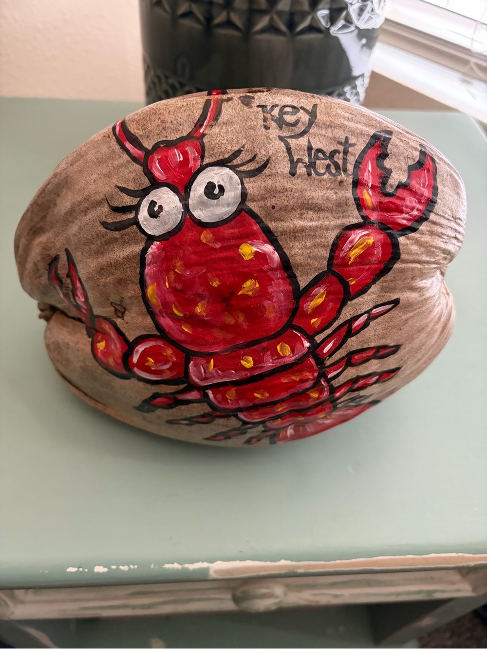 Hand-Painted Key West Red Crab Shell Art